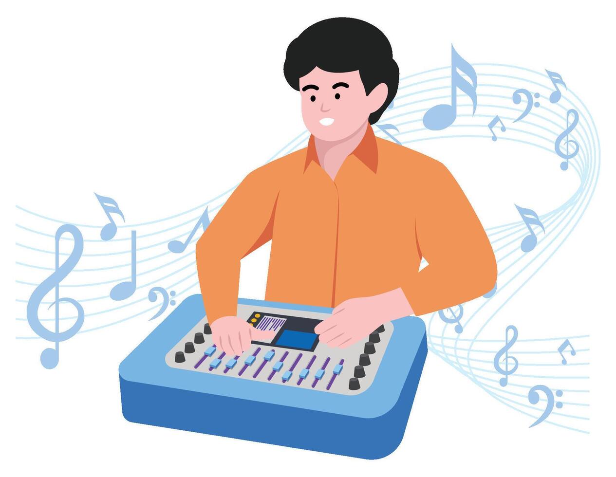 Boy playing Equalizer - Musical rock band illustration vector