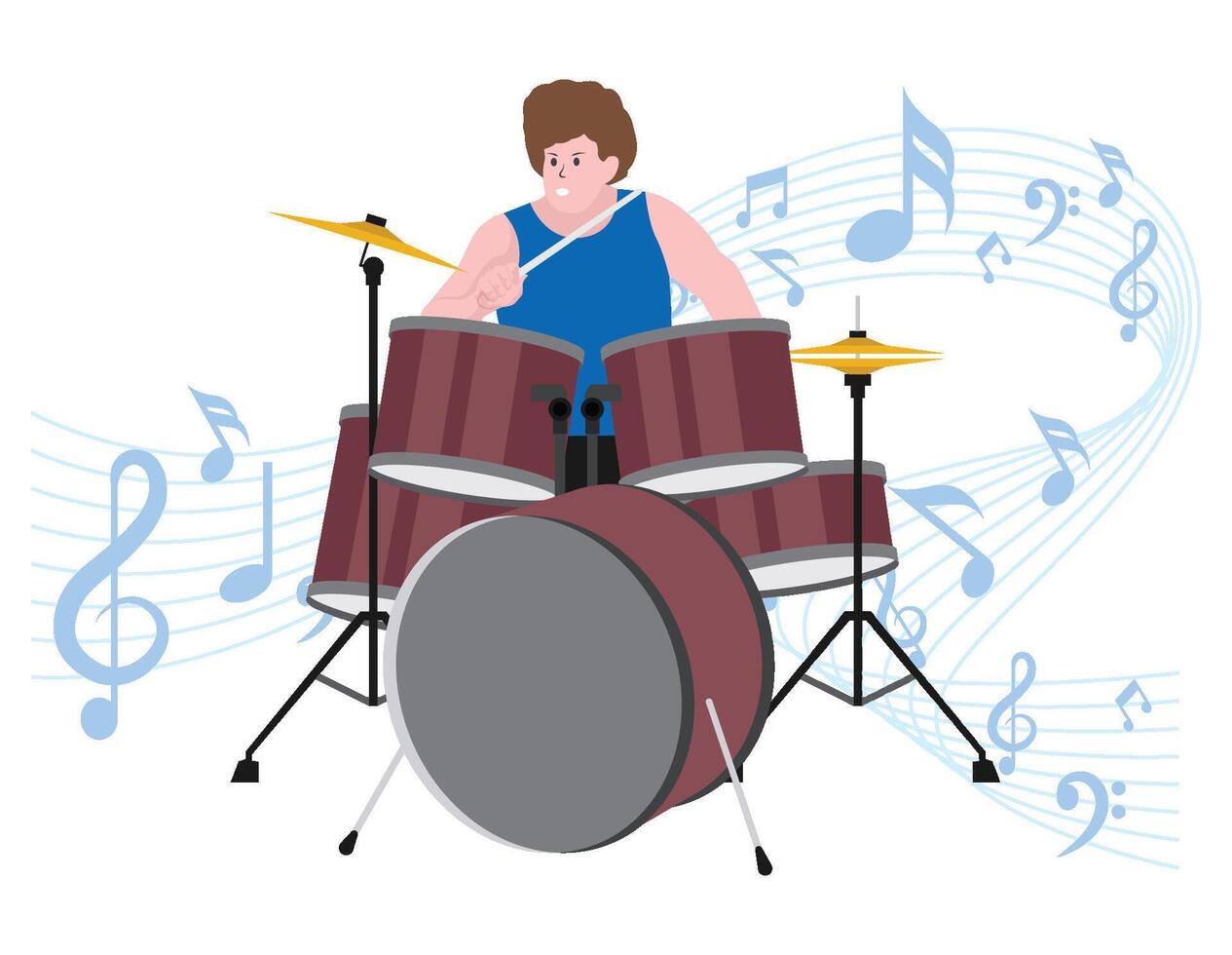 Man playing drum - Musical rock band illustration vector