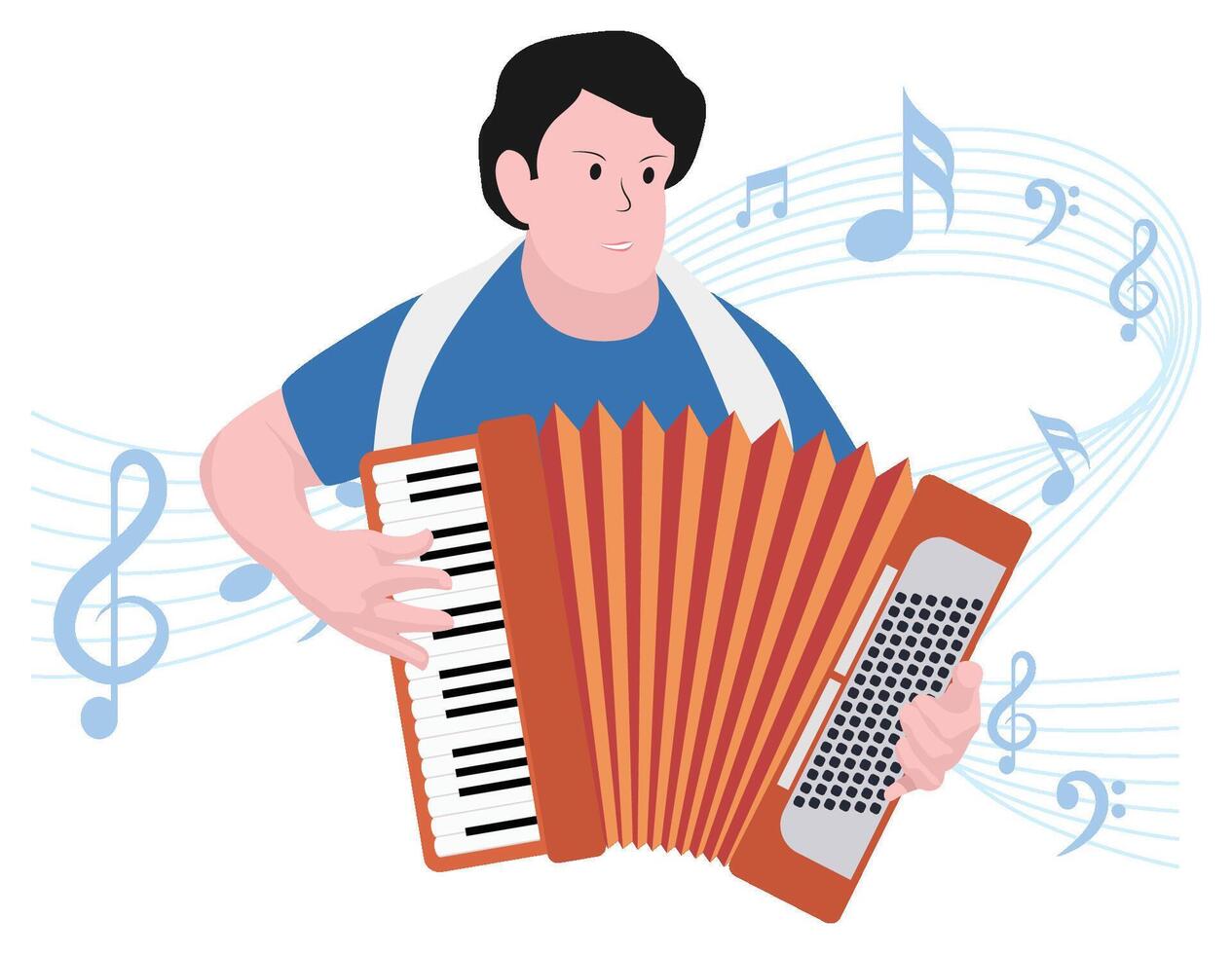 Boy playing musical instrument - Musical rock band illustration vector