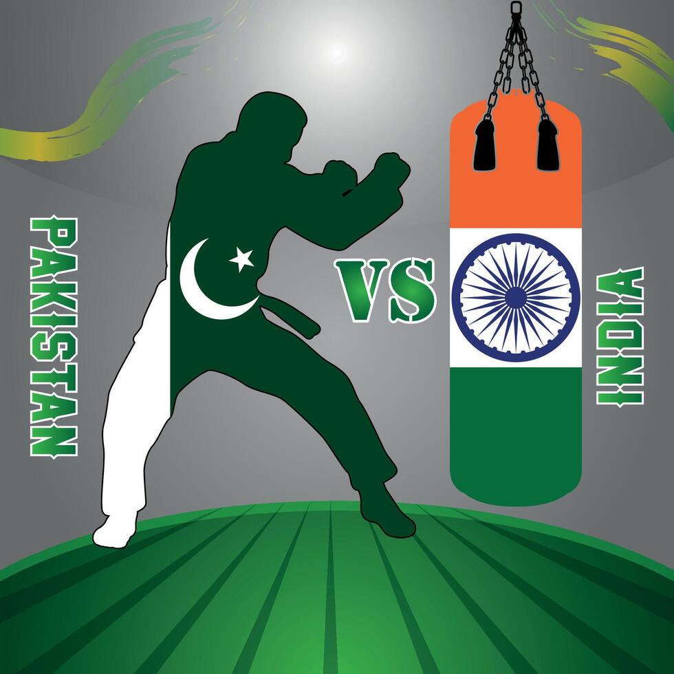 India VS Pakistan Cricket Match. Creative illustration of participant countries flags isolated with Boxing concept vector