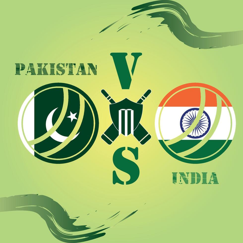 Pakistán vs India Grillo partido concepto con bandera y Grillo pelota. creativo ilustración de partícipe países banderas con degradado antecedentes. Pakistán vs India Grillo partido social medios de comunicación correo. vector