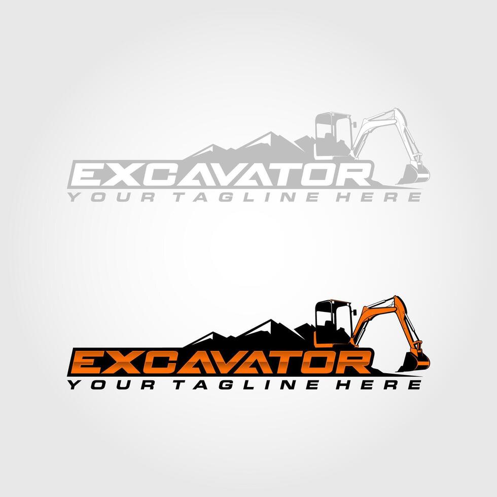 Excavator logo template icon illustration design. Heavy equipment for construction company. vector