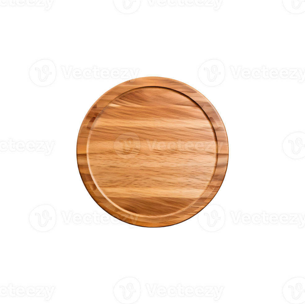 Empty circle cutting board for top view food product display, isolated on transparent background, cut out, or clipping path. png