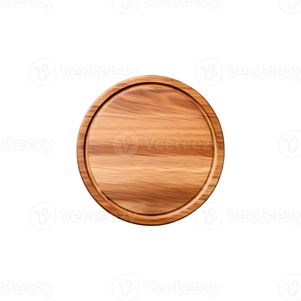 Empty circle cutting board for top view food product display, isolated on transparent background, cut out, or clipping path. png