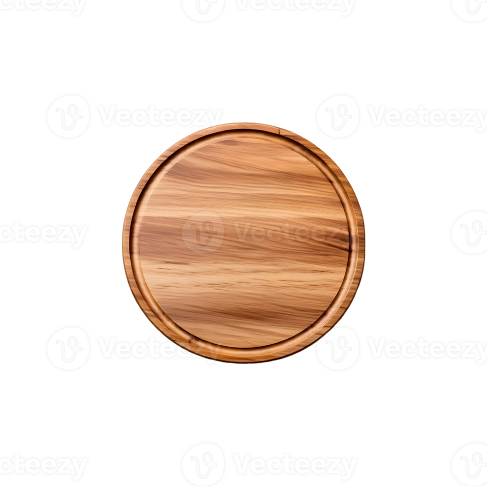 Empty circle cutting board for top view food product display, isolated on transparent background, cut out, or clipping path. png