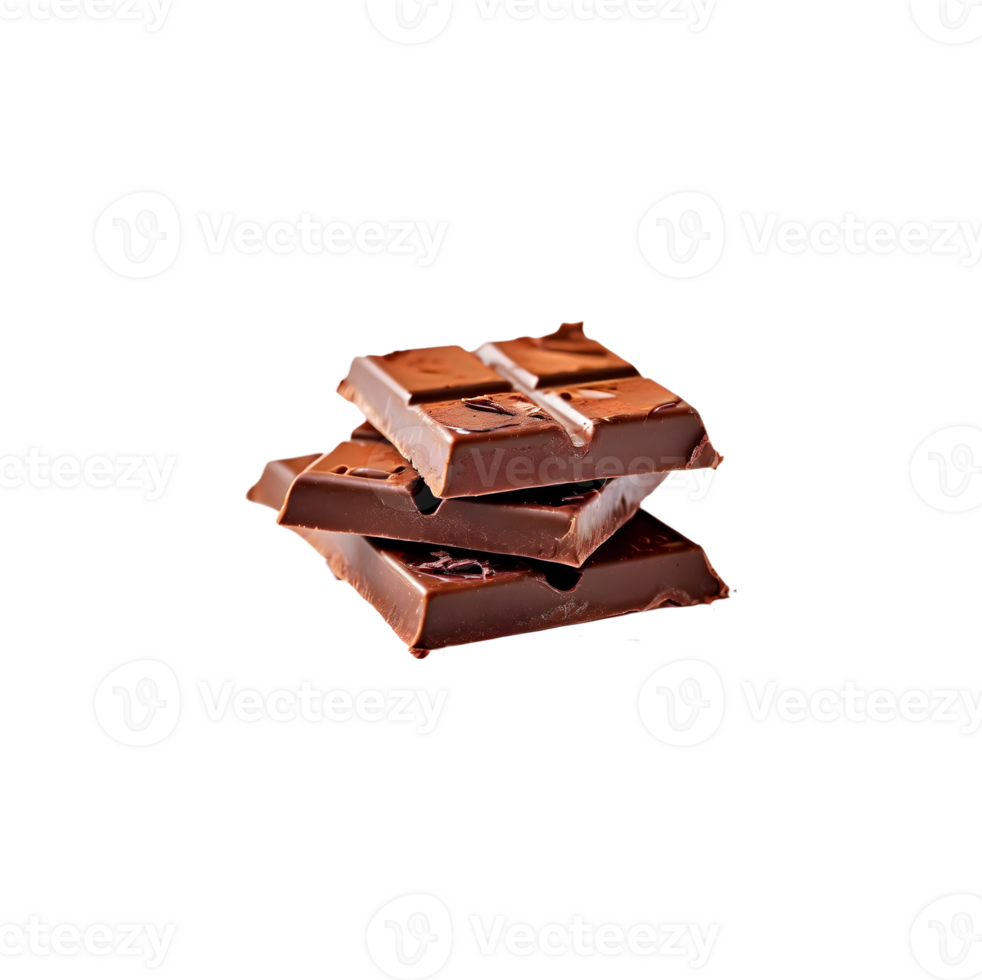 Chocolate bar candy sweet dessert food isolated on transparent background, cut out, or clipping path. png