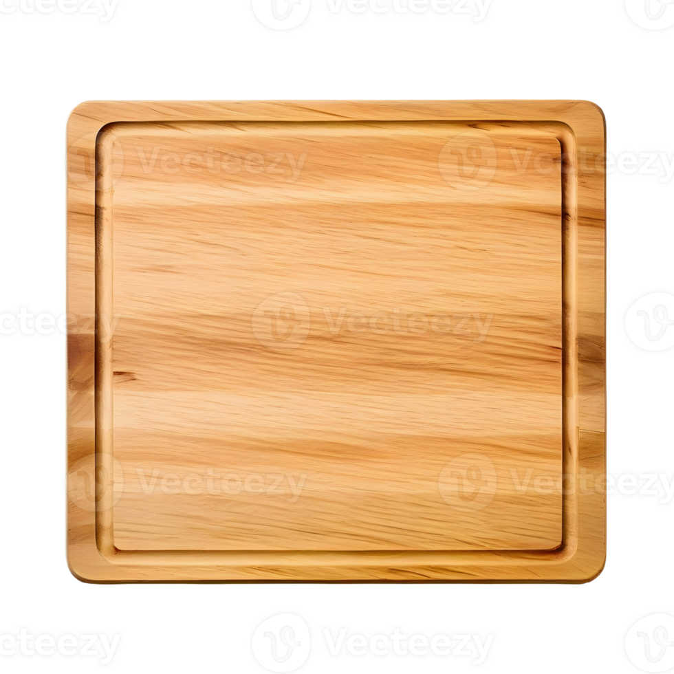 Empty square cutting board for top view food product display, isolated on transparent background, cut out, or clipping path. png