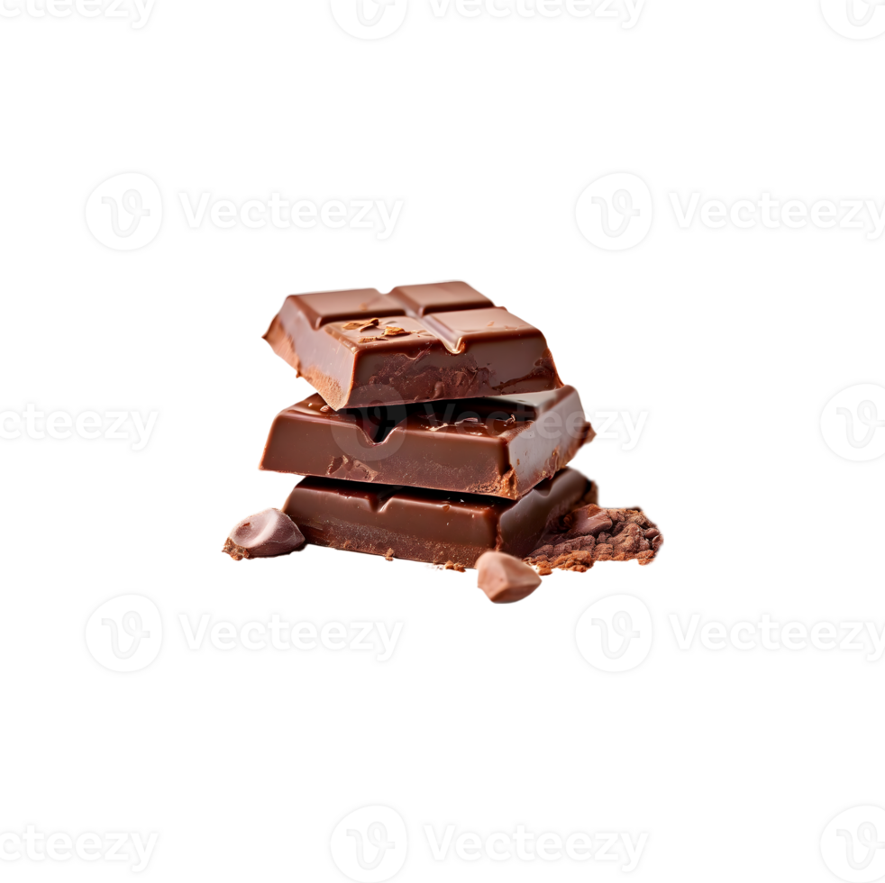 Chocolate bar candy sweet dessert food isolated on transparent background, cut out, or clipping path. png
