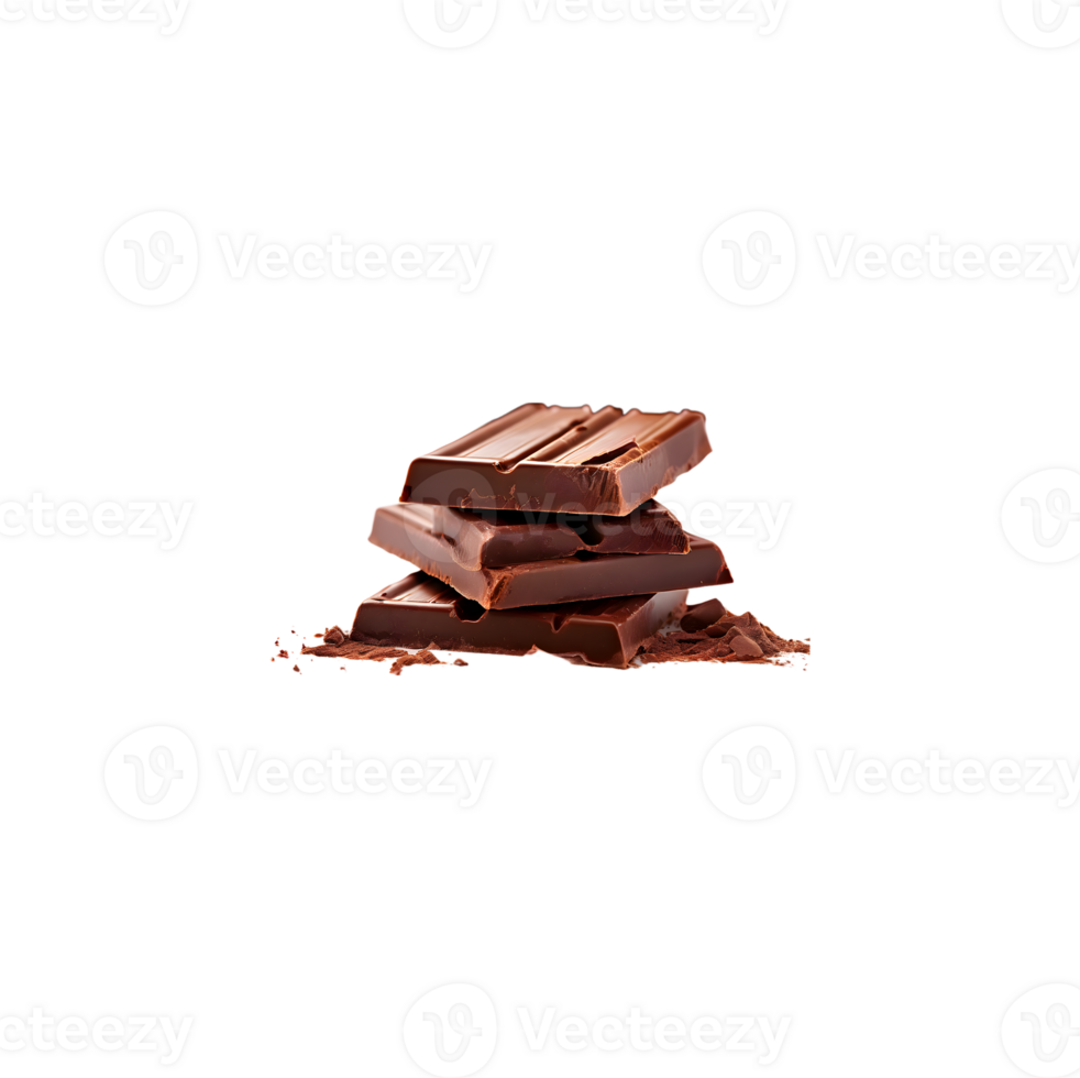 Chocolate bar candy sweet dessert food isolated on transparent background, cut out, or clipping path. png