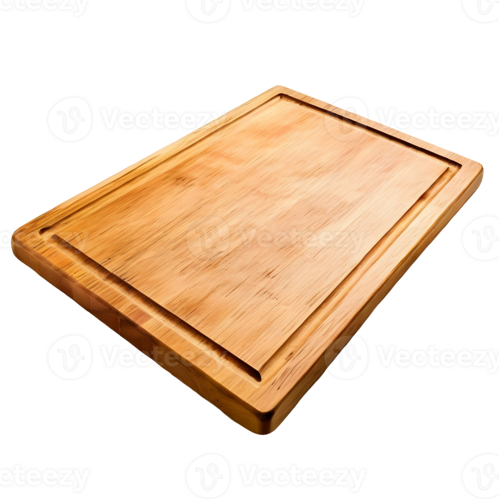 Empty square cutting board for top view food product display, isolated on transparent background, cut out, or clipping path. png