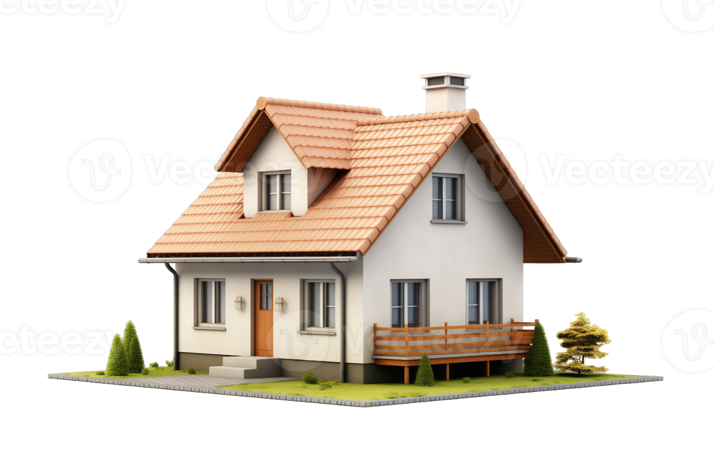 3d house model isolated on transparent background png