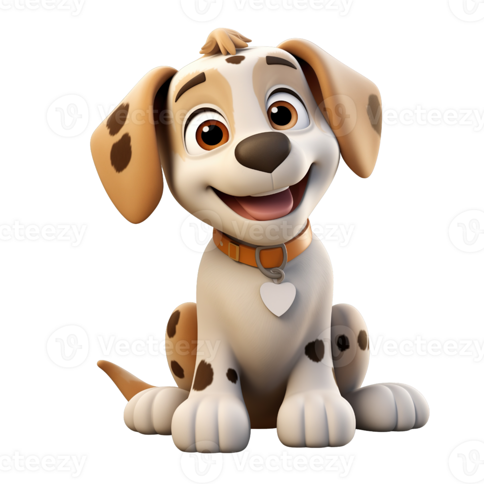 3d cartoon character puppy dog animal toy isolated on transparent background png