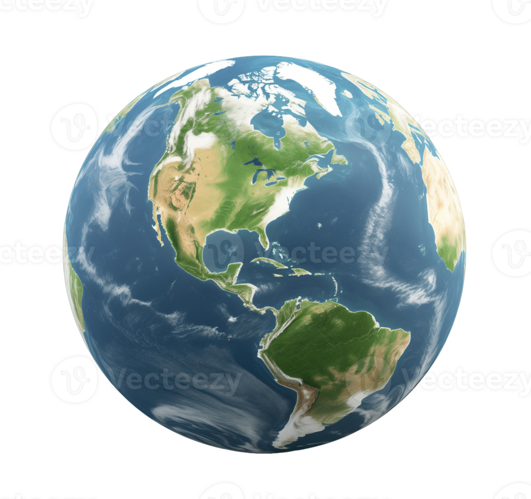 3D planet Earth isolated on transparent background png