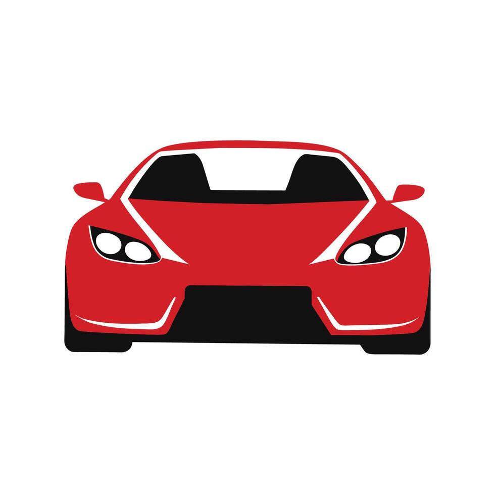 Sleek Front Facing Red Sports Car Modern Graphic Symbol vector