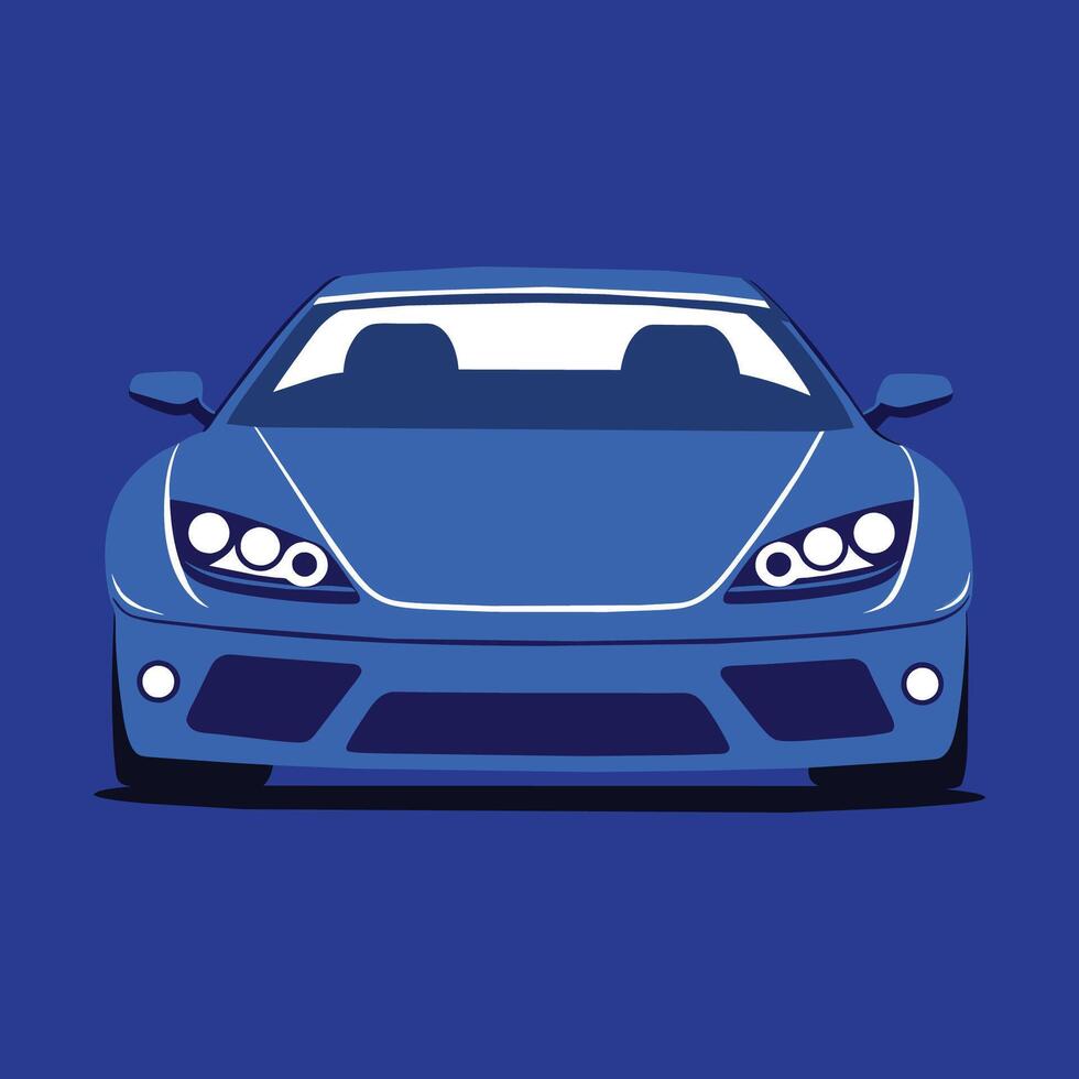 Modern Blue Sports Car Front View Symbol vector