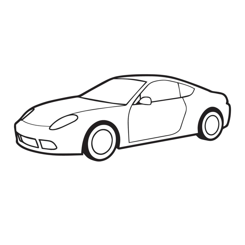 Sleek Black Sports Car Outline Side View - Icon for Automotive Design vector