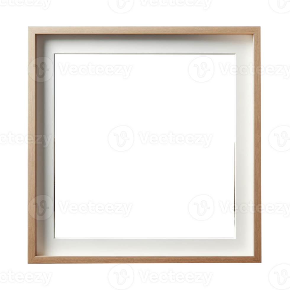 empty space old natural wooden photo or border blank frame isolated on transparent background. png