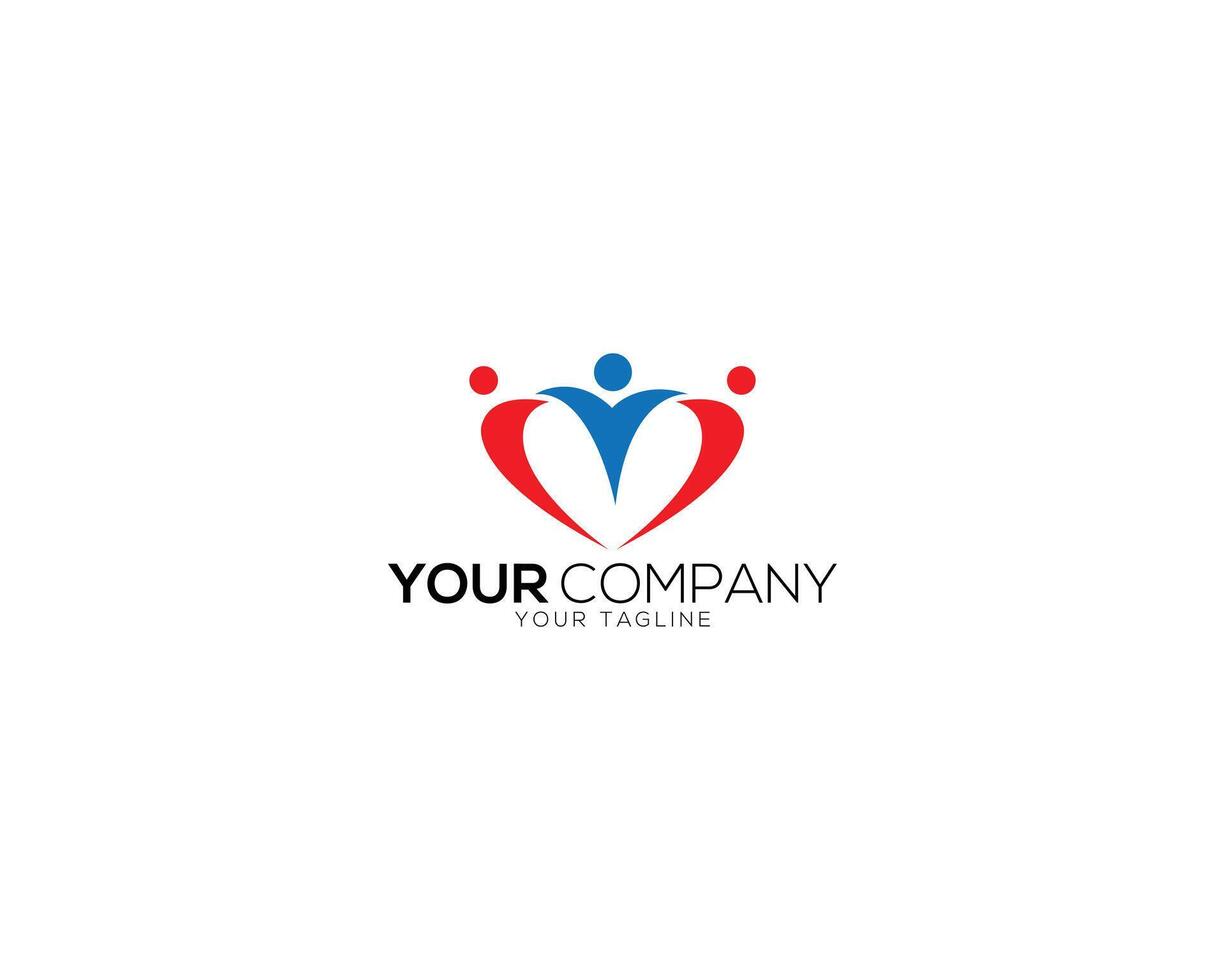 Health heart icon and people love care logo design template. vector