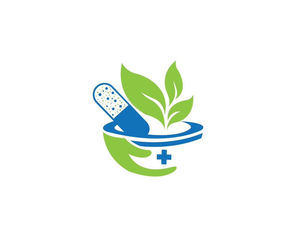 Nature herbal medicine logo design template. vector