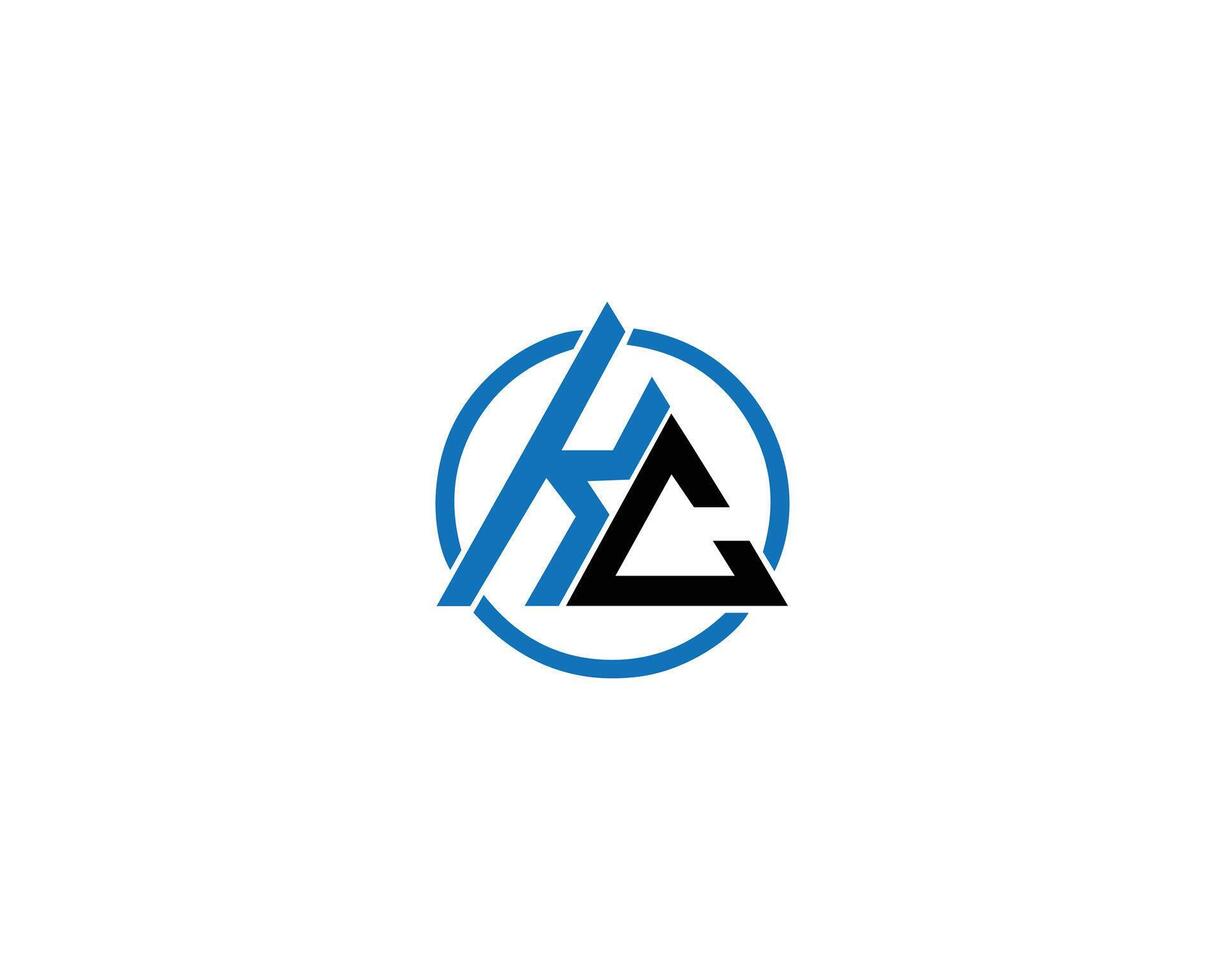 Triangle Initial letter KC abstract logo design concept template. vector