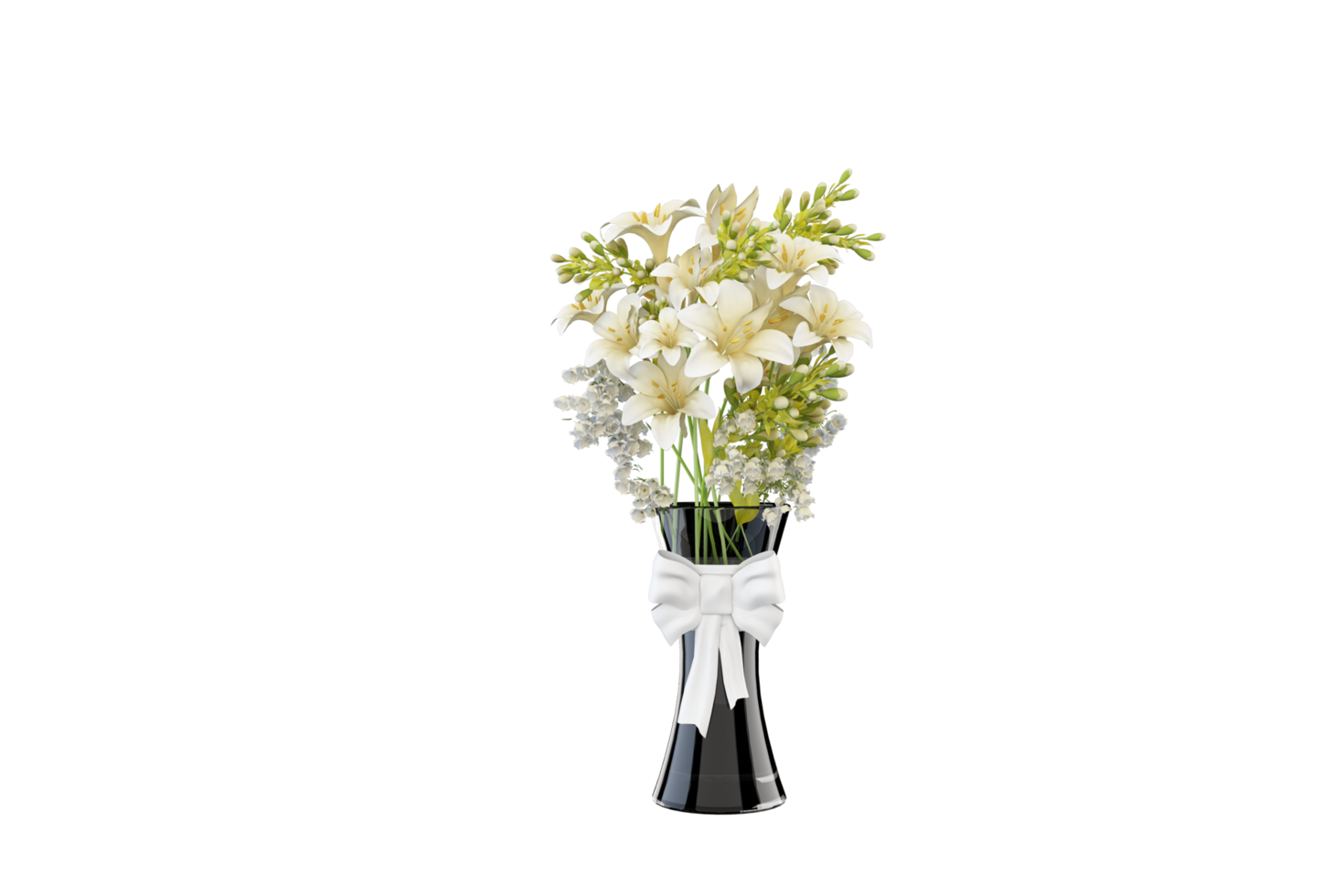 a vase with flowers on a transparent background png
