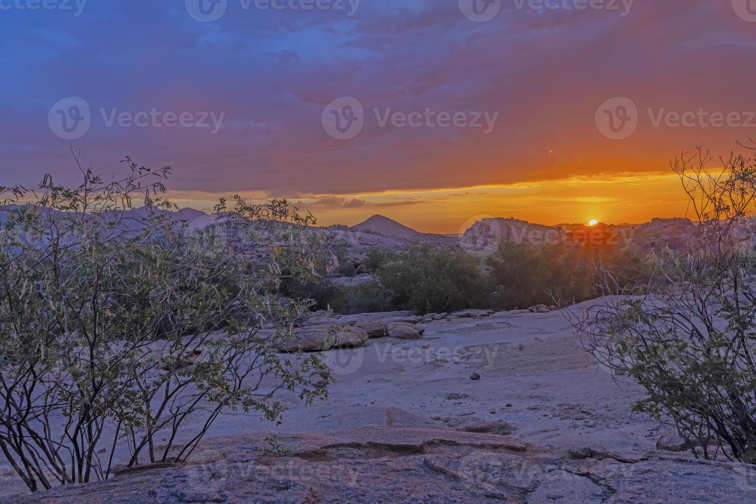 Panoramic picture of Damaraland in Namibia during sunset photo