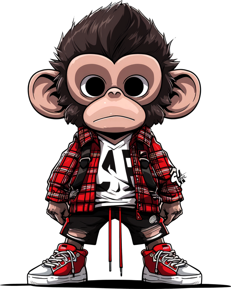 Art Illustration Character Funky of Animal Lion, Bear, Gorilla, Apes, Monkey and Wolf, type transparent for t-shirt png