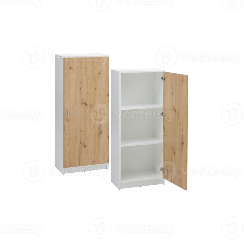 Furniture, shelves, wooden cabinets, storage cut out isolated white background with clipping path photo