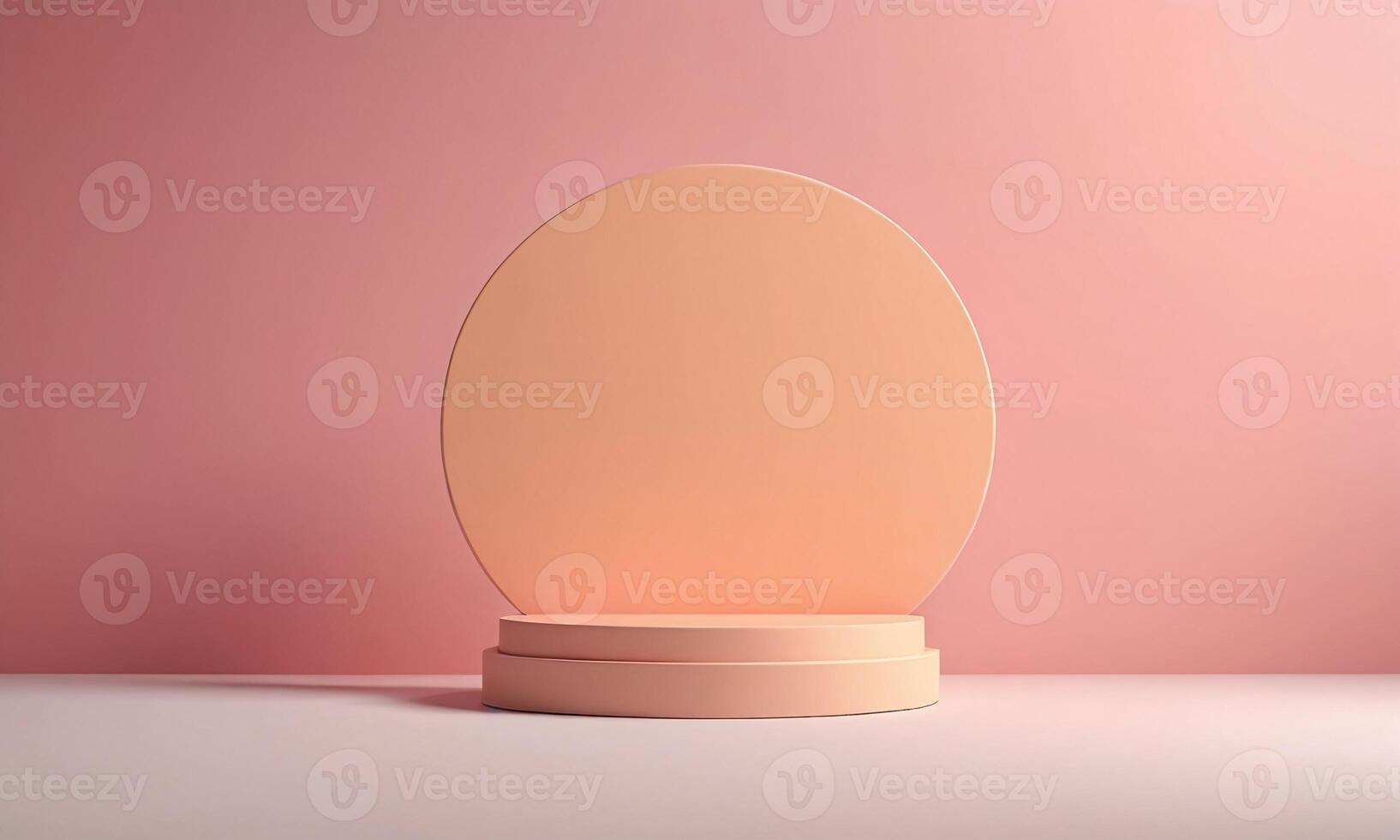 3 dimension geometric shapes. Blank podium display in pastel color. Minimalist pedestal or showcase scene for present product and mock up. Abstract background for cosmetic advertising photo