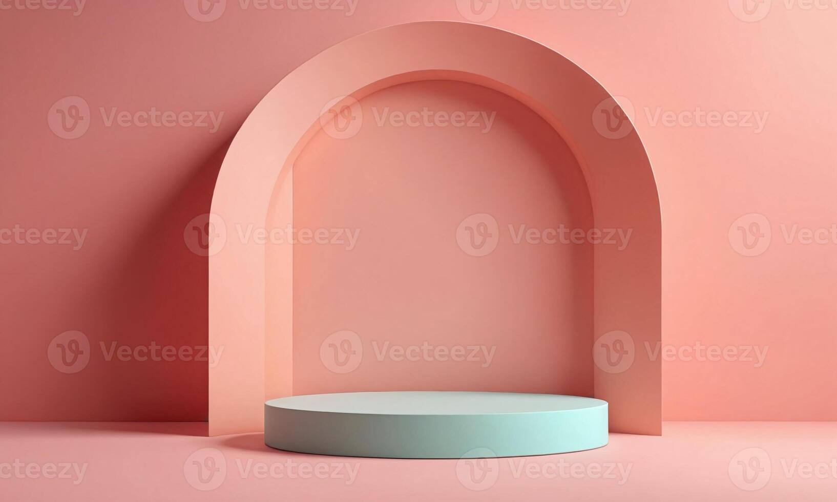 3 dimension geometric shapes. Blank podium display in pastel color. Minimalist pedestal or showcase scene for present product and mock up. Abstract background for cosmetic advertising photo