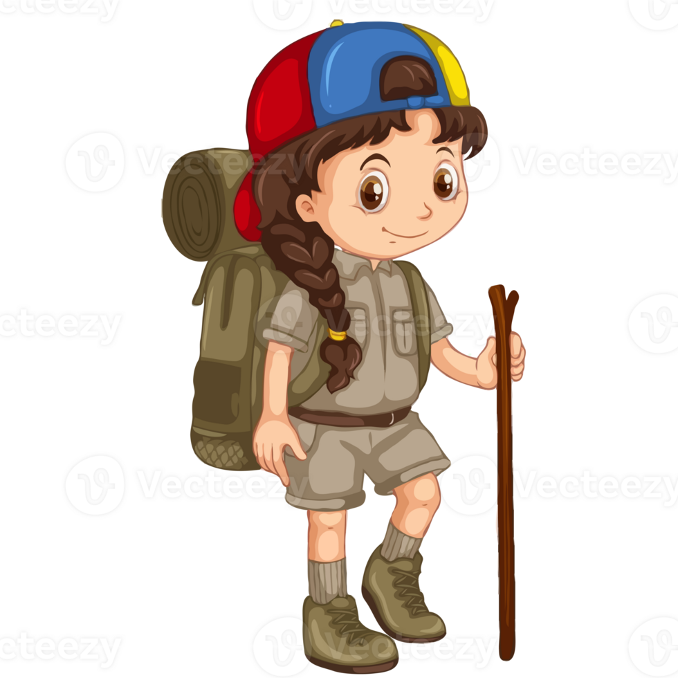 trekking mignonne fille png