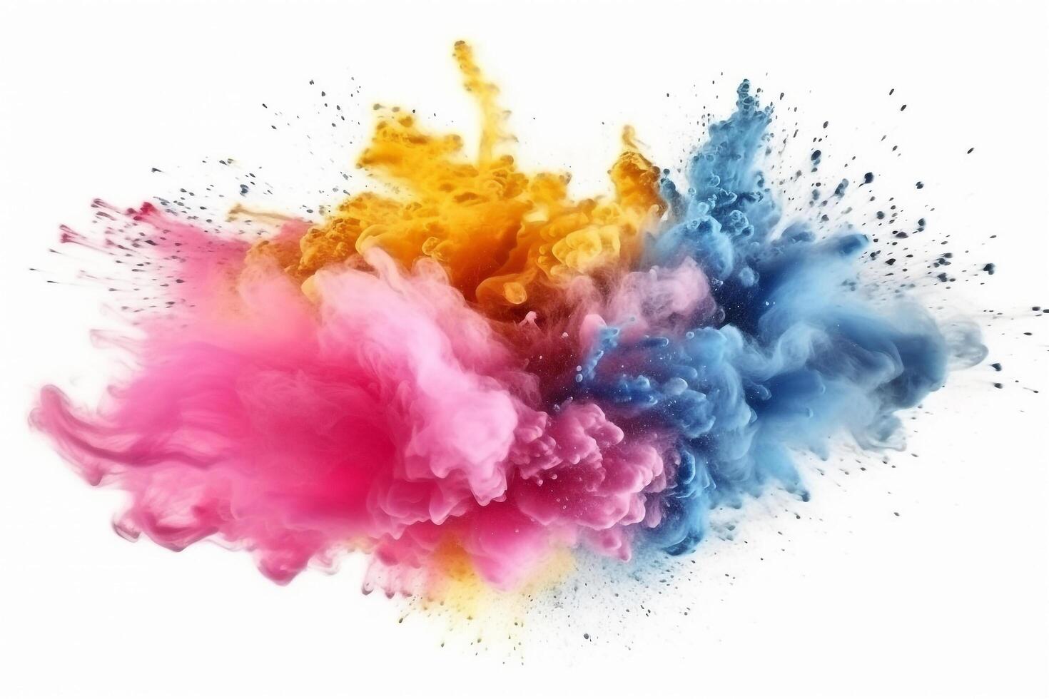 Abstract colored powder explosion isolated on white background.. photo