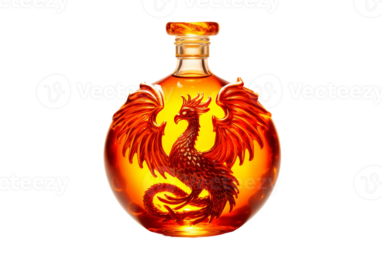 Phoenix Flame Potion Bottle on transparent background. png