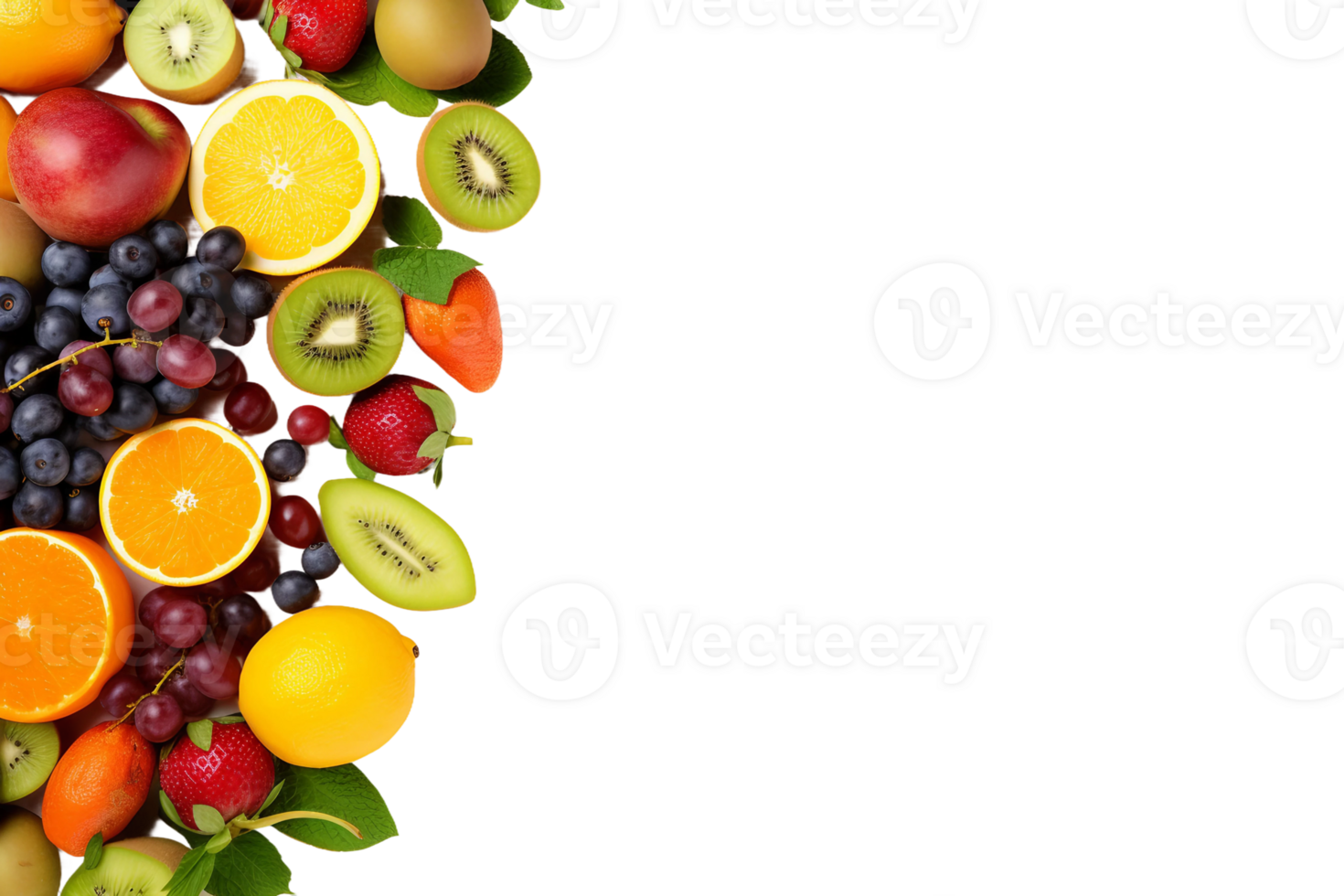 Fruits with Copy Space on transparent background. png