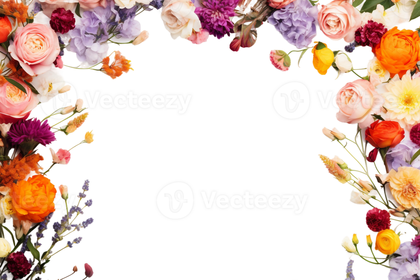 Flowers copy space on transparent background. png
