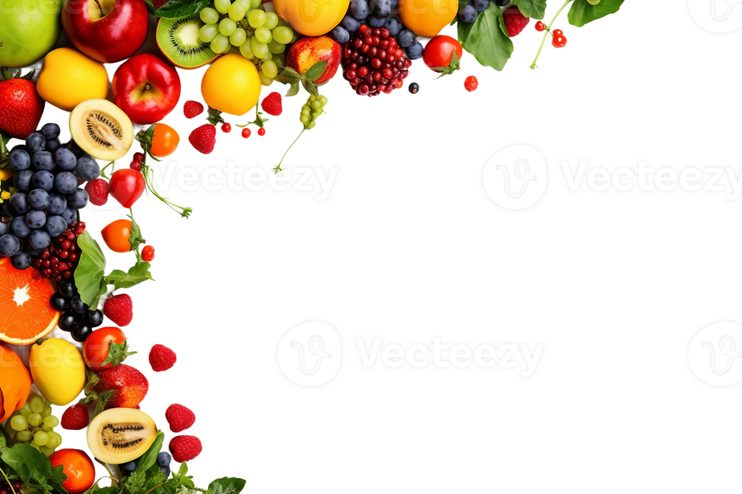 Seasonal Fruits and Vegetables on transparent background. png