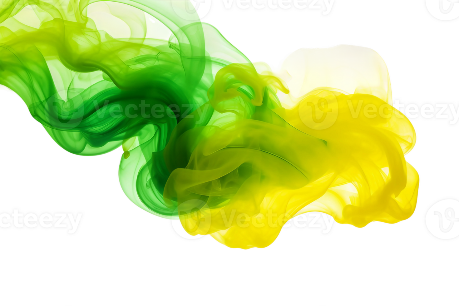 Green and Yellow Smoke Cloud Design on transparent background. png
