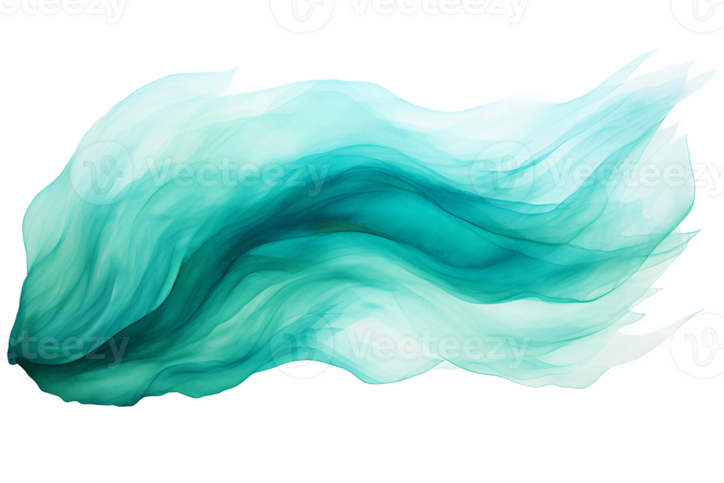 Turquoise Watercolor brushsroke on transparent background. png