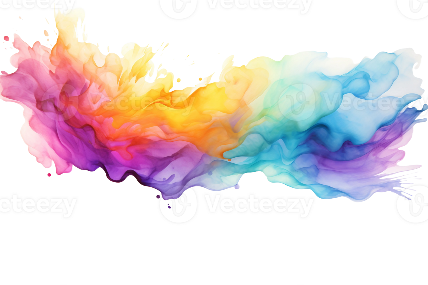 Vibrant Rainbow Brushstroke on transparent background. png