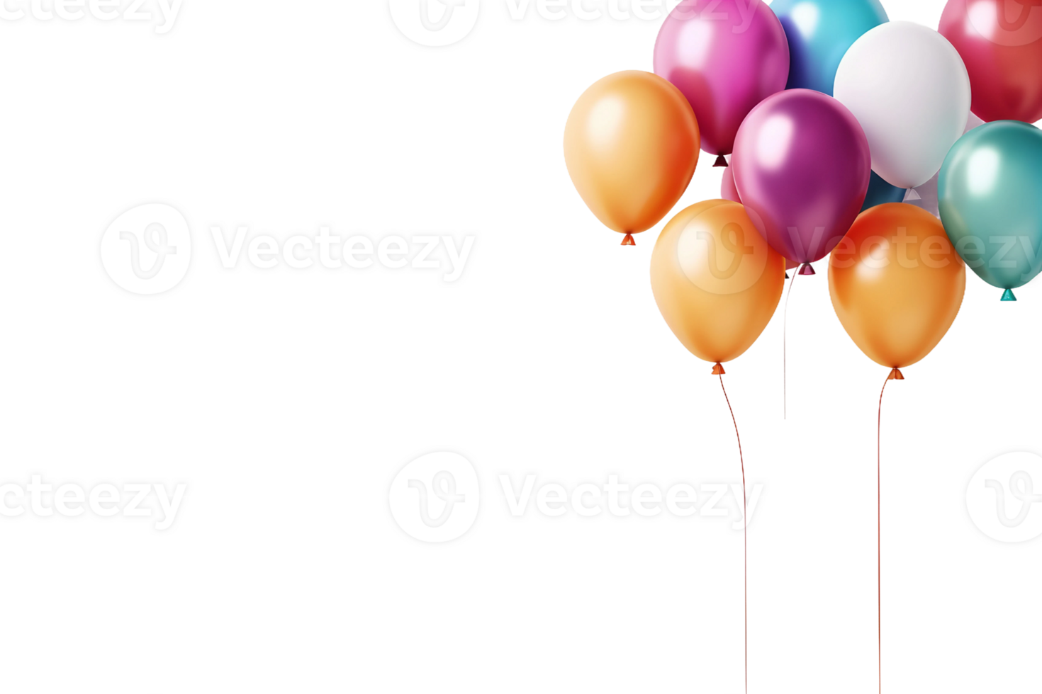 Colorful Balloons and Copy Space on transparent background. png