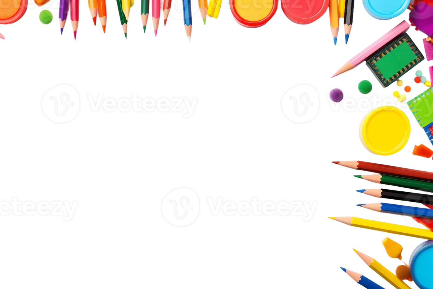 Stationery and School Supplies on transparent background. png
