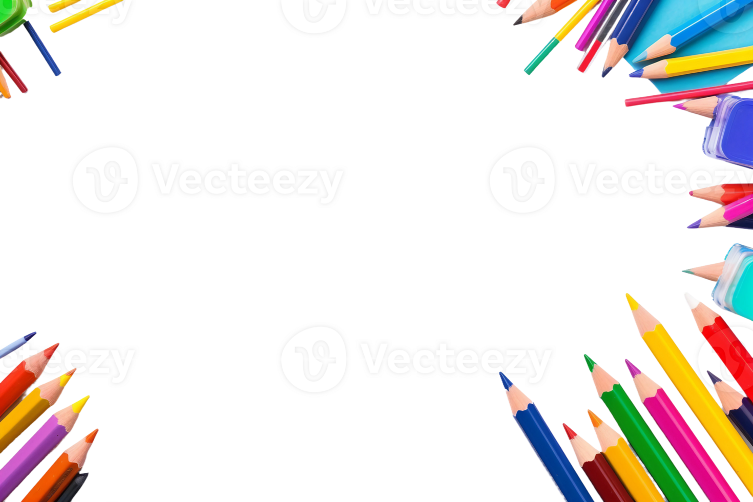 Stationery and School Supplies on transparent background. png