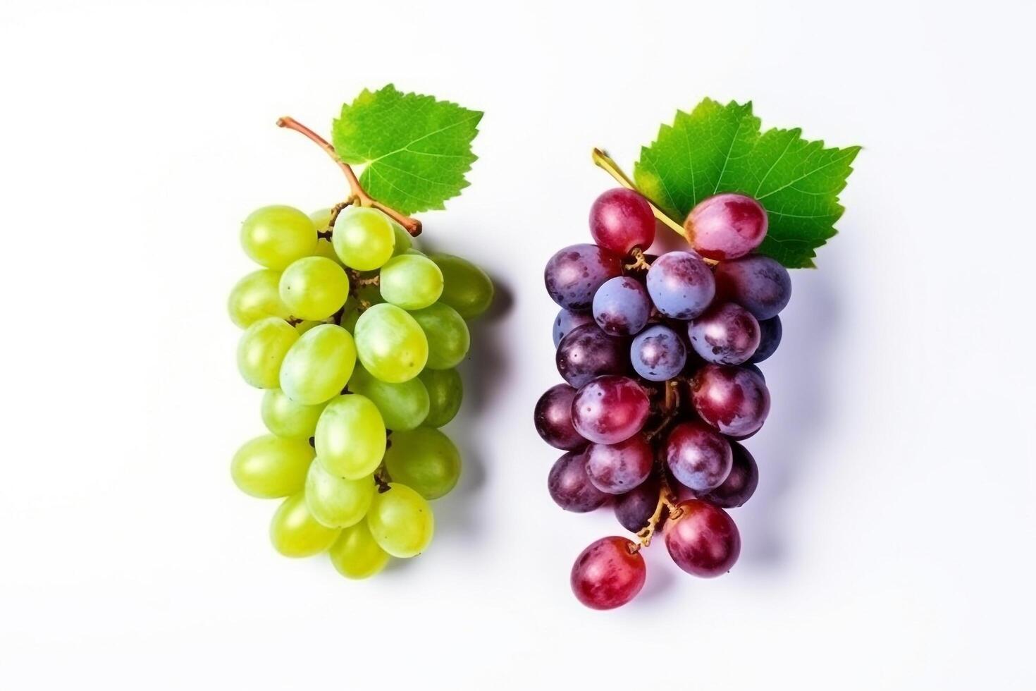 mezcla de uvas con hojas aislado en el blanco fondo.. foto