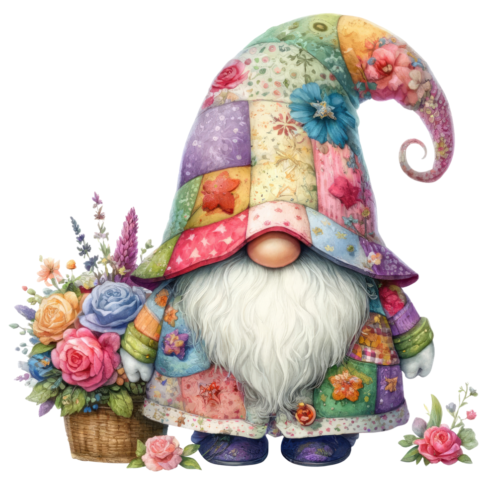 enchanté jardin gnome avec coloré des roses. png