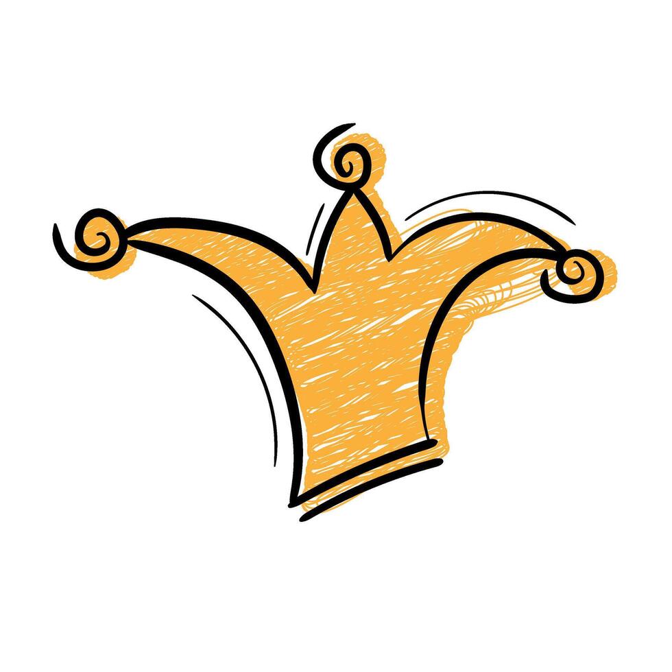 Handdrawn crown in brush stroke texture paint style.Crown doodle icon vector