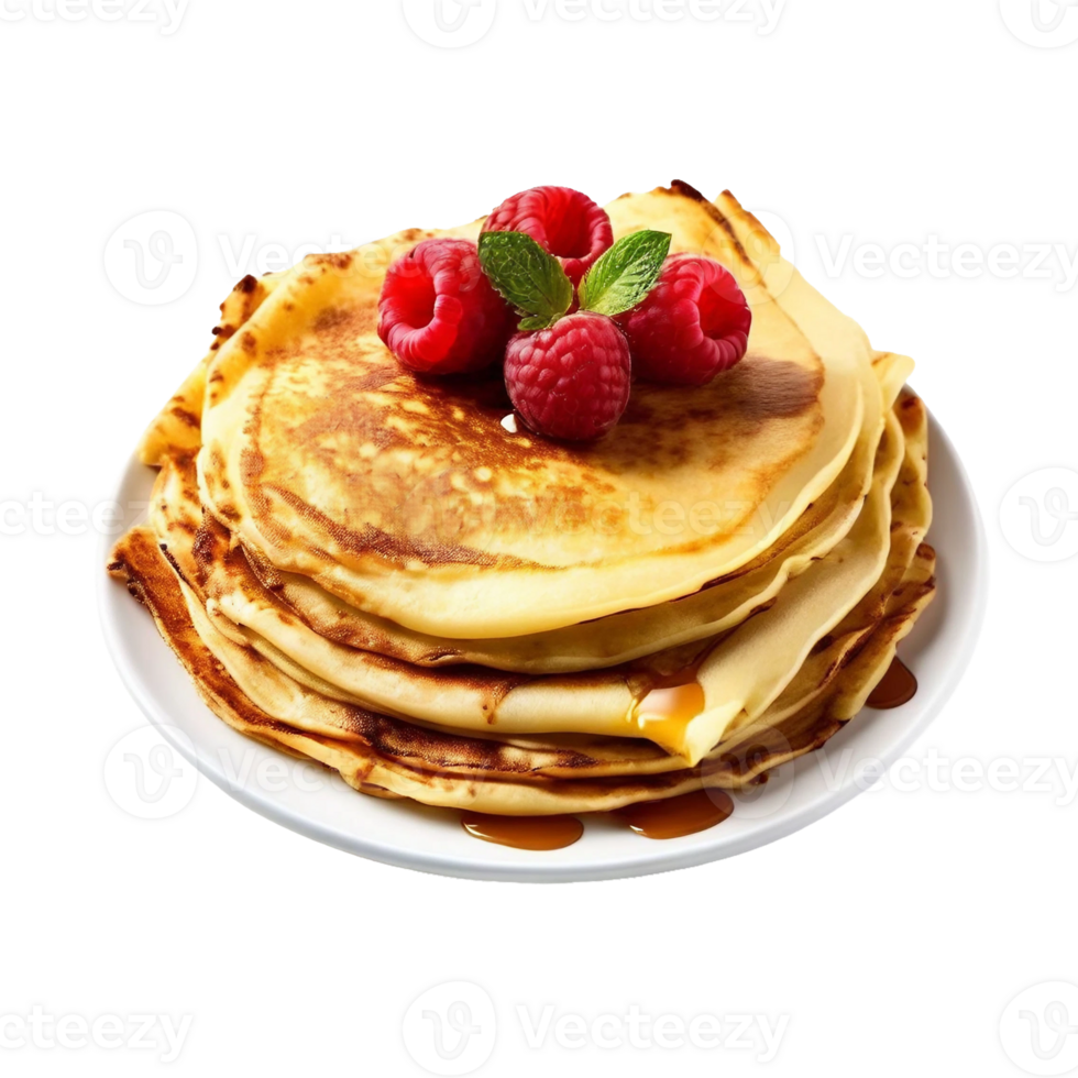 Pancakes with maple syrup and fresh berries png