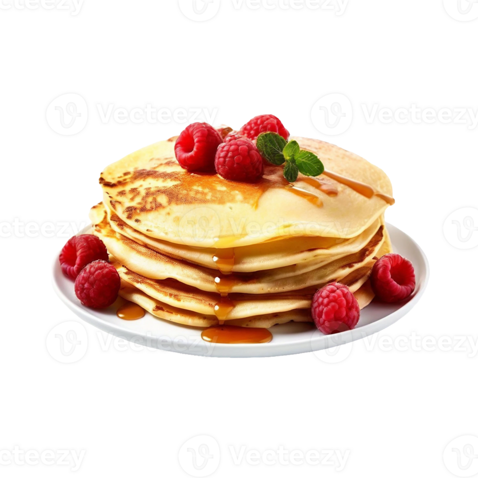 Pancakes with maple syrup and fresh berries png