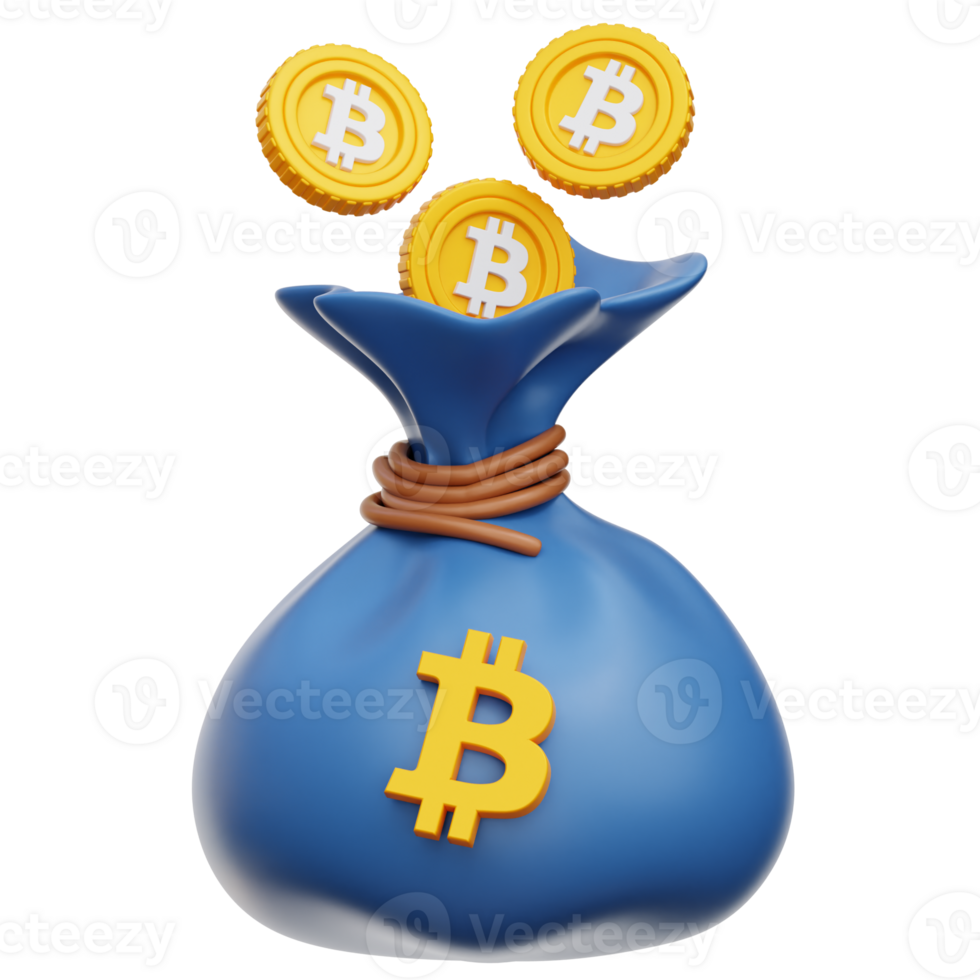 Bitcoin Bag 3d Illustration png