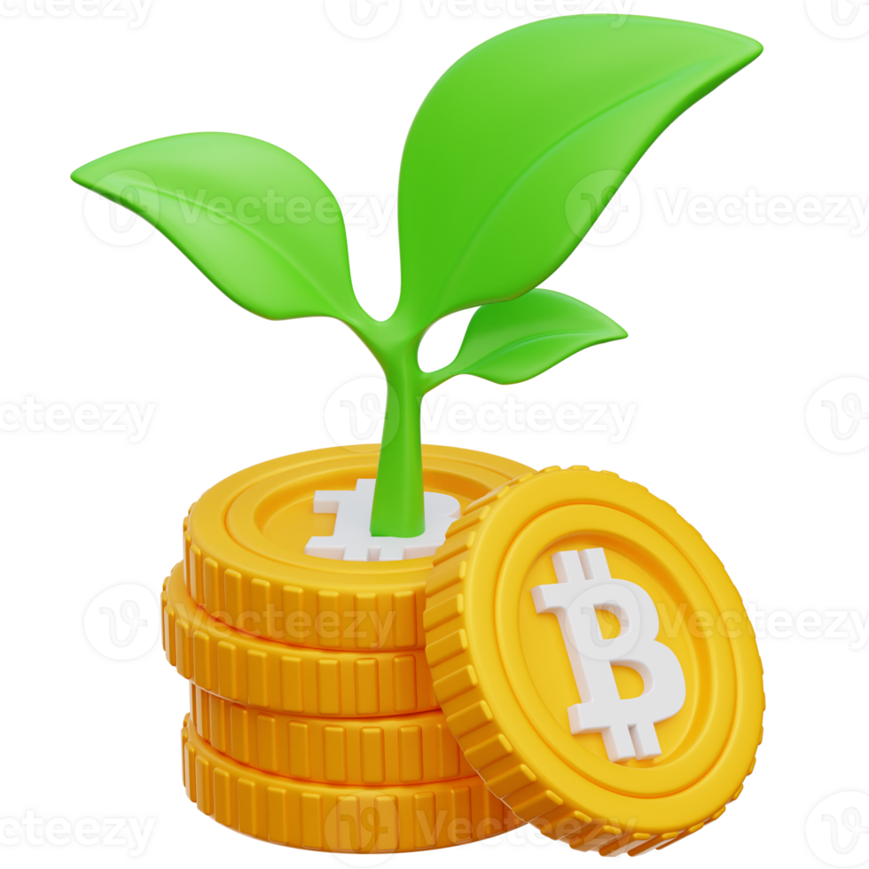 bitcoin invertir 3d ilustración png