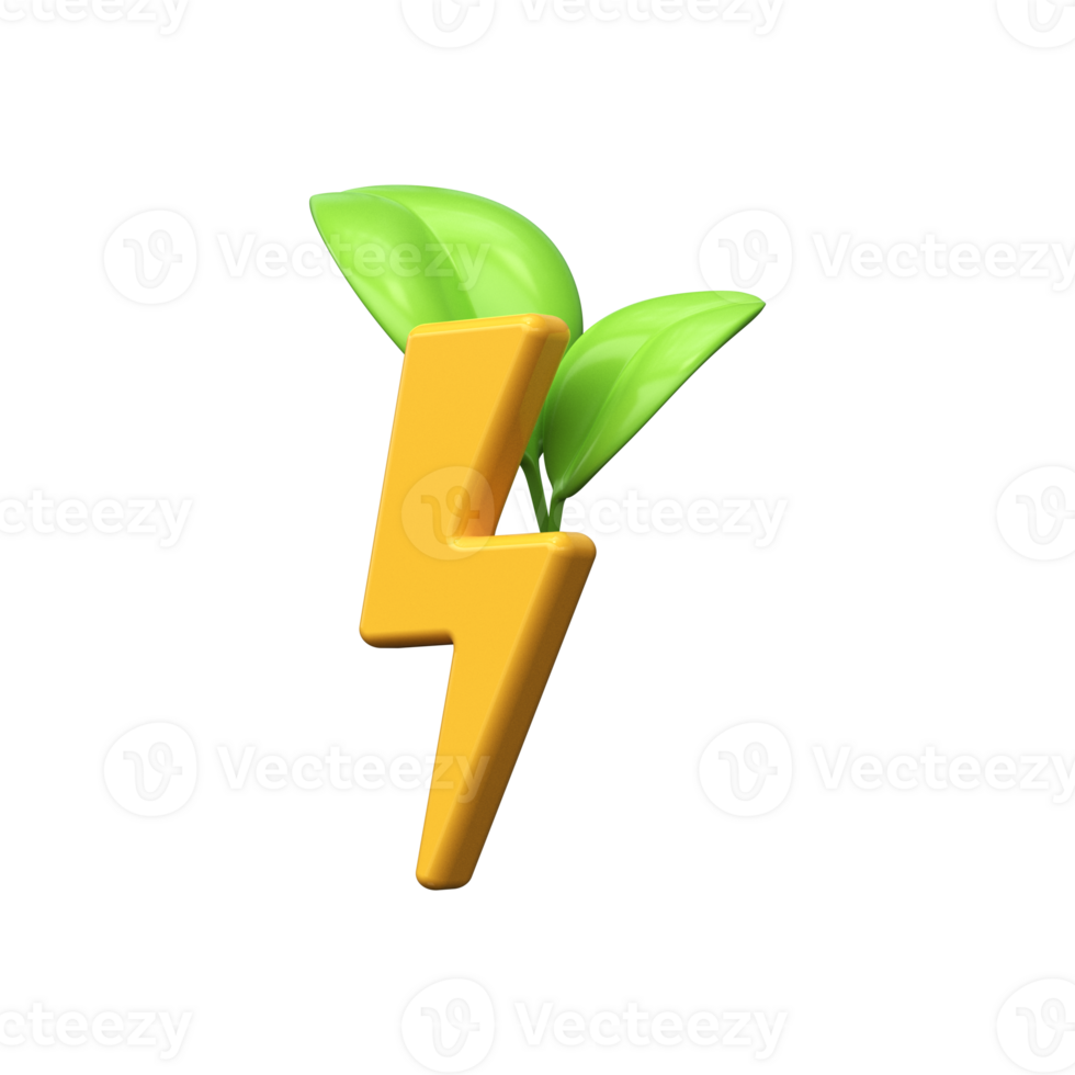 Eco Power Energy. 3d Sheet with lightning icon png